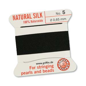 #5, 0.65mm Griffin Silk Bead Cord with Needle, Black