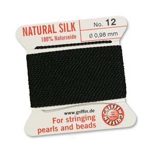 #12, 0.98mm Griffin Silk Bead Cord with Needle, Black