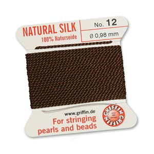 #12, 0.98mm Griffin Silk Bead Cord with Needle, Dark Brown
