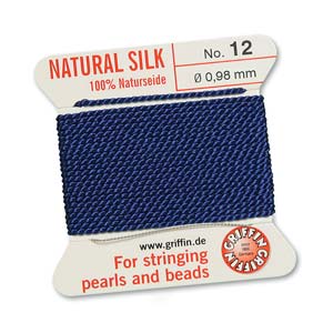#12, 0.98mm Griffin Silk Bead Cord with Needle, Dark Blue