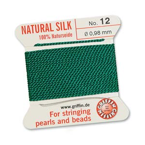 #12, 0.98mm Griffin Silk Bead Cord with Needle, Dark Green