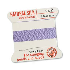 #2, 0.45mm Griffin Silk Bead Cord with Needle, Lavender