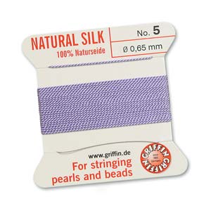 #5, 0.65mm Griffin Silk Bead Cord with Needle, Lavender