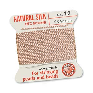 #12, 0.98mm Griffin Silk Bead Cord with Needle, Light Pink