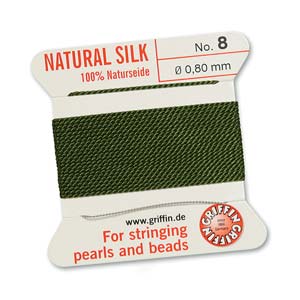 #8, 0.80mm Griffin Silk Bead Cord with Needle, Olive