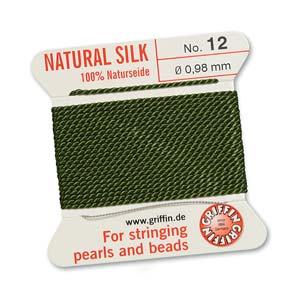 #12, 0.98mm Griffin Silk Bead Cord with Needle, Olive
