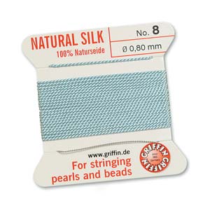 #8, 0.80mm Griffin Silk Bead Cord with Needle, Turquoise