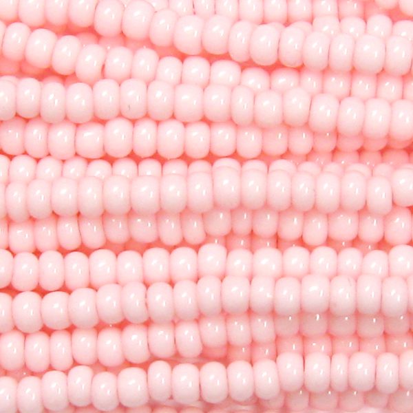 6/0 Czech Seed Bead, Opaque Baby Pink Tint