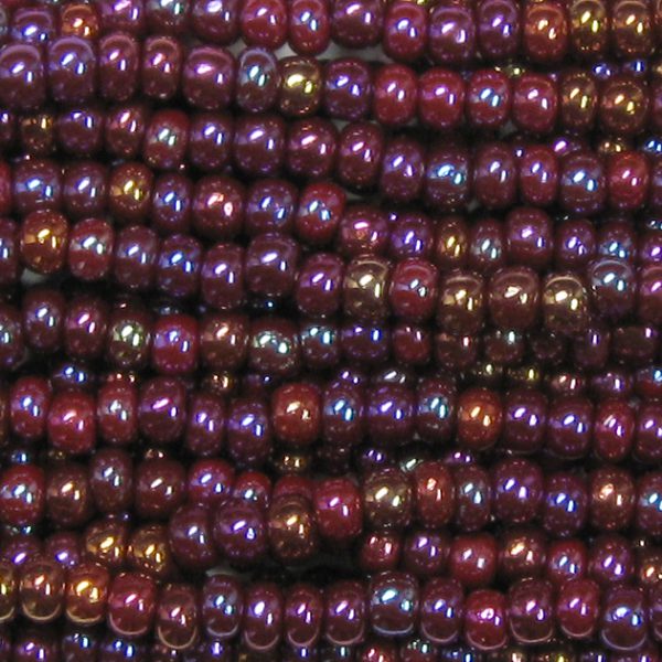 6/0 Czech Seed Bead, Opaque Maroon AB