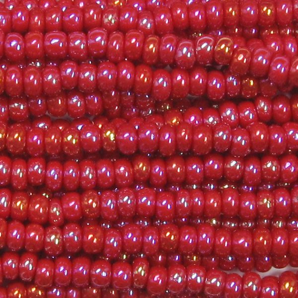 6/0 Czech Seed Bead, Opaque Dark Red AB