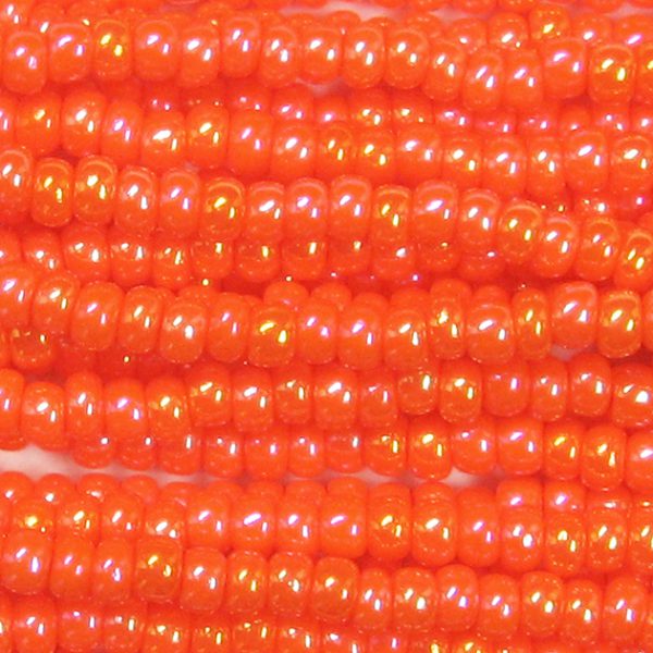 6/0 Czech Seed Bead, Opaque Dark Orange AB