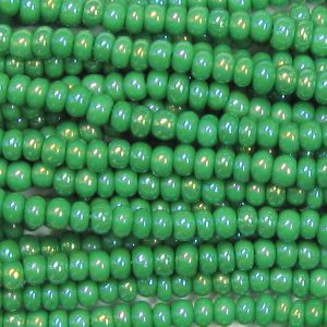 6/0 Czech Seed Bead, Opaque Green AB