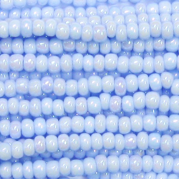 6/0 Czech Seed Bead, Opaque Powder Blue AB