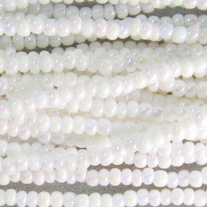 6/0 Czech Seed Bead, Opaque White AB