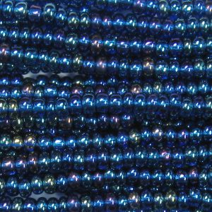 6/0 Czech Seed Bead, Transparent Montana Blue AB