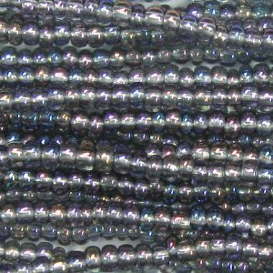 6/0 Czech Seed Bead, Transparent Black Diamond AB