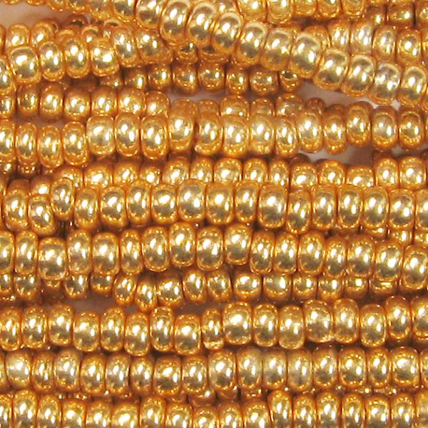 6/0 Czech Seed Bead, Galvanized Metallic Gold