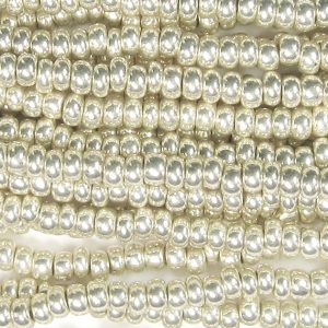 6/0 Czech Seed Bead, Terra Galvanized Metallic Silver