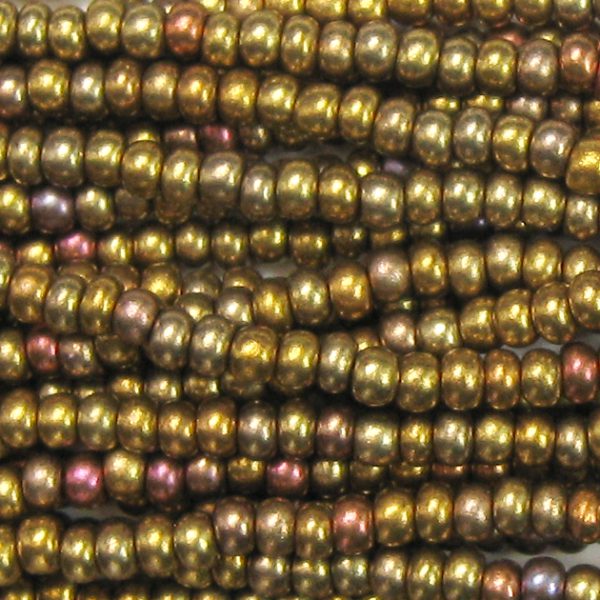 6/0 Czech Seed Bead, Frosted Metallic Gold Iris Supra