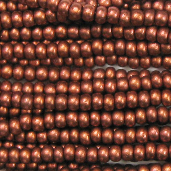 6/0 Czech Seed Bead, Frosted Metallic Dark Copper Supra