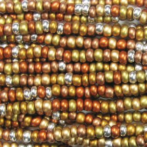 6/0 Czech Seed Bead, Frosted Metallic Supra Mix