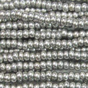 6/0 Czech Seed Bead, Frosted Metallic Silver Supra