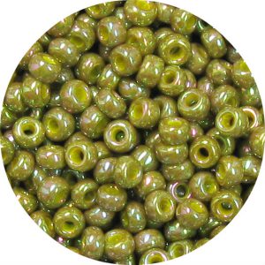 6/0 Japanese Seed Bead, Opaque Olive Green AB