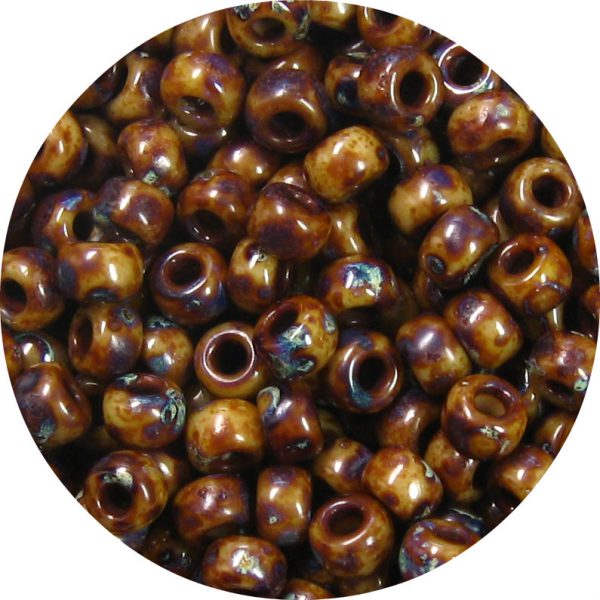 6/0 Japanese Seed Bead, Opaque Brown Picasso