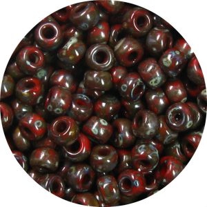 6/0 Japanese Seed Bead, Opaque Red Picasso