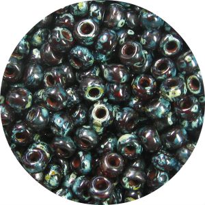6/0 Japanese Seed Bead, Transparent Garnet Picasso