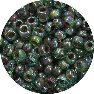 6/0 Japanese Seed Bead, Transparent Olivine Picasso