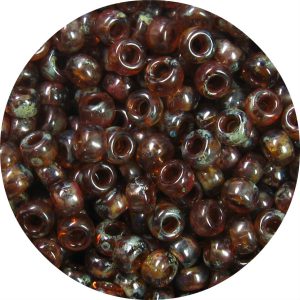 6/0 Japanese Seed Bead, Transparent Colorado Topaz Picasso