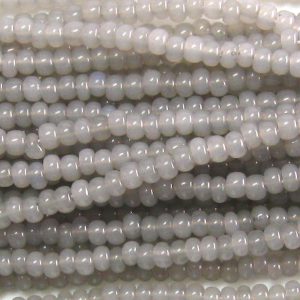 6/0 Czech Seed Bead, Waxy Grey Opal Tint