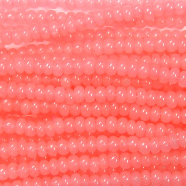 6/0 Czech Seed Bead, Waxy Salmon Opal Tint