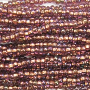 6/0 Czech Seed Bead, Copper Lined Amethyst AB