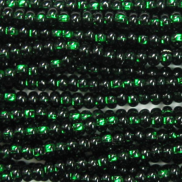 6/0 Czech Seed Bead, Silver Lined Bottle Green