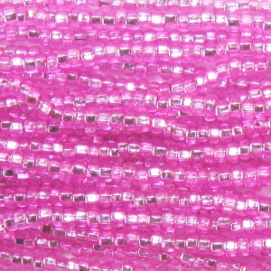6/0 Czech Seed Bead, Silver Lined Hot Pink
