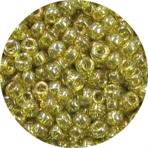 6/0 Japanese Seed Bead, Transparent Olivine Gold Luster