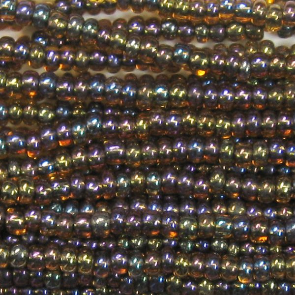 6/0 Czech Seed Bead, Black Lined Topaz AB