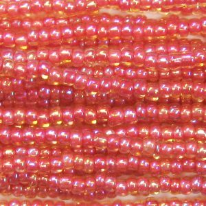6/0 Czech Seed Bead, Pink Lined Topaz AB