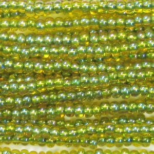 6/0 Czech Seed Bead, Green Lined Citrine AB