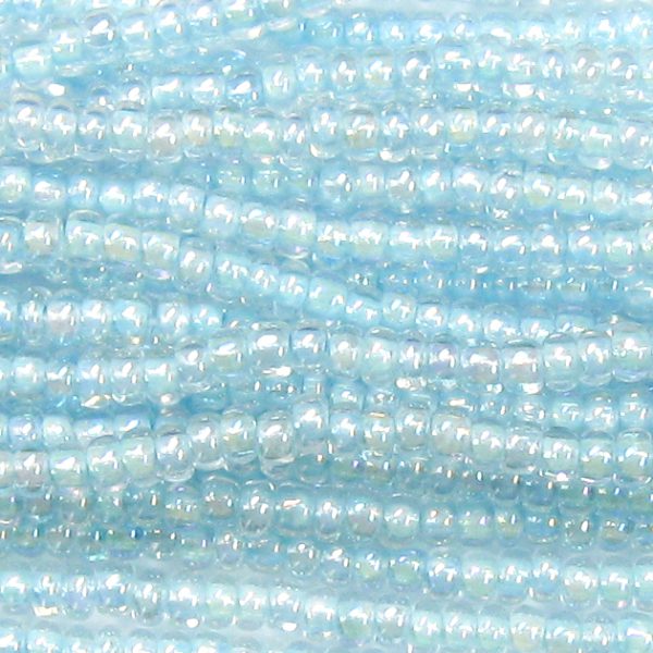 6/0 Czech Seed Bead, Baby Blue LIned Crystal AB