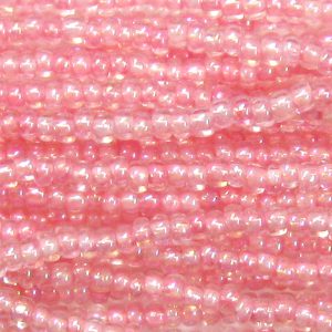 6/0 Czech Seed Bead, Petal Pink Lined Crystal AB