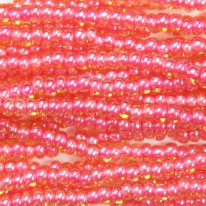 6/0 Czech Seed Bead, Pink Lined Topaz
