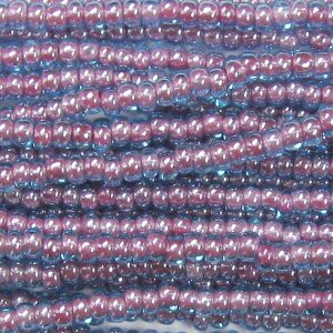 6/0 Czech Seed Bead, Red Lined Aqua Blue