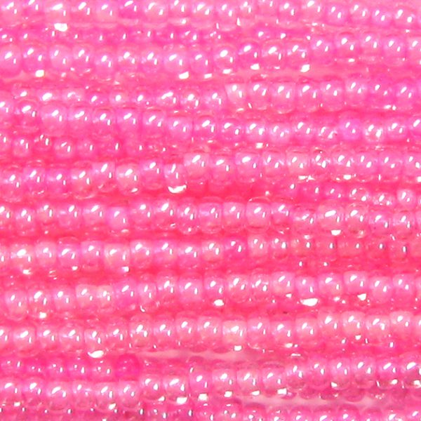 6/0 Czech Seed Bead, Hot Pink Lined Crystal Luster