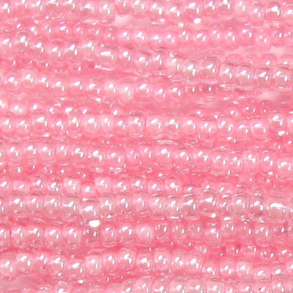 6/0 Czech Seed Bead, Petal Pink Lined Crystal Luster