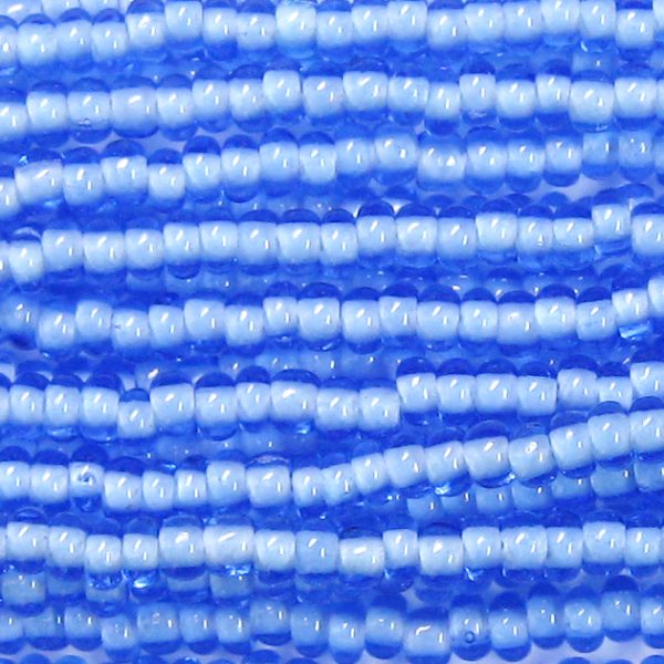 6/0 Czech Seed Bead, White Lined Sapphire Blue