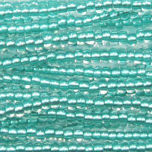 6/0 Czech Seed Bead, Metallic Emerald Tint Lined Crystal