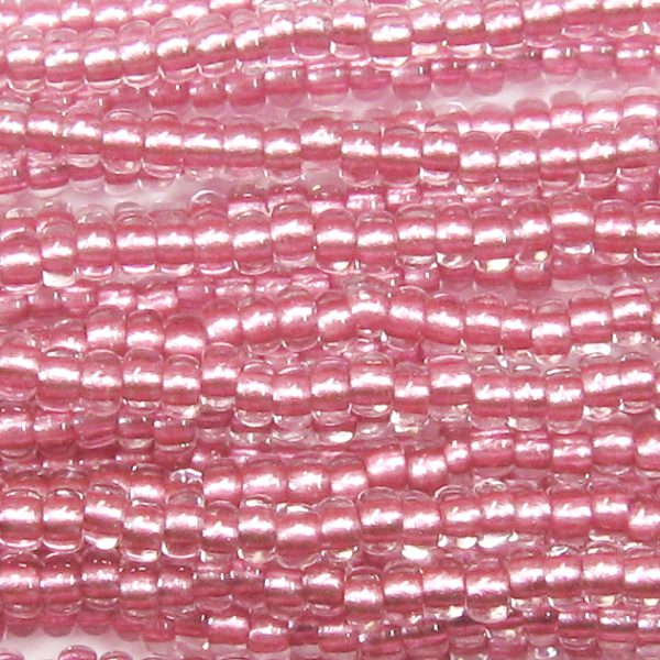 6/0 Czech Seed Bead, Metallic Rose Tint Lined Crystal